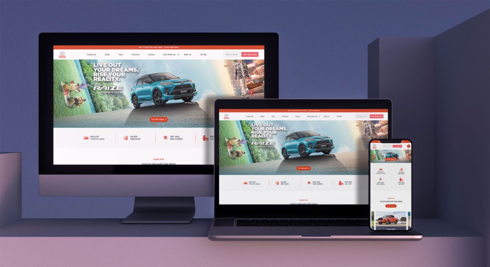 Thiết kế web bán ô tô | Dự án đã thực hiện dailytoyotadaknong.vn